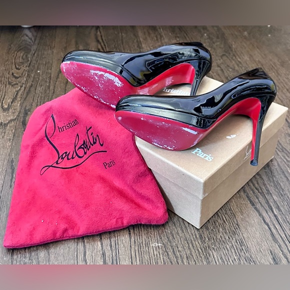 Christian Louboutin Black Patent Leather Simple Pump 120 size 38.5 - Picture 11 of 14